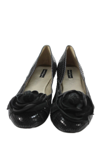 Nanette Lepore Womens Floral Detail Ballet Flats Black Size 7.5