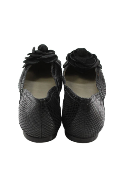 Nanette Lepore Womens Floral Detail Ballet Flats Black Size 7.5