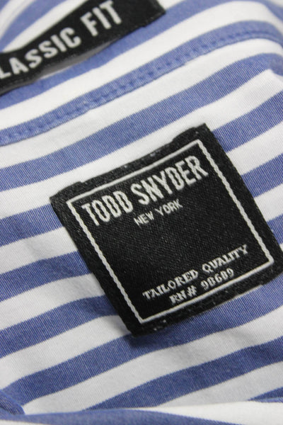 Todd Snyder Mens Button Up Blue Cotton Striped Collared Long Sleeve Size XL