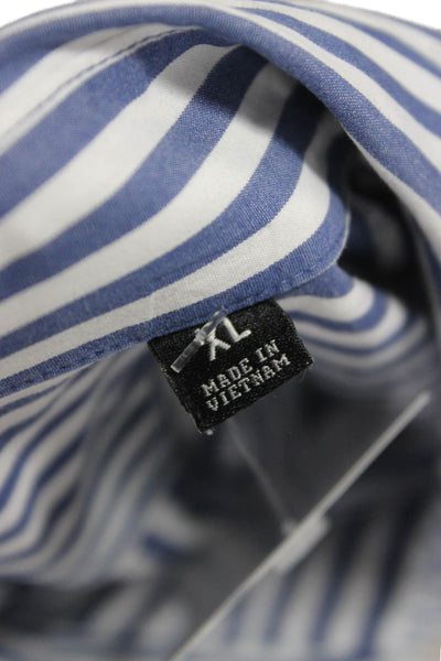 Todd Snyder Mens Button Up Blue Cotton Striped Collared Long Sleeve Size XL