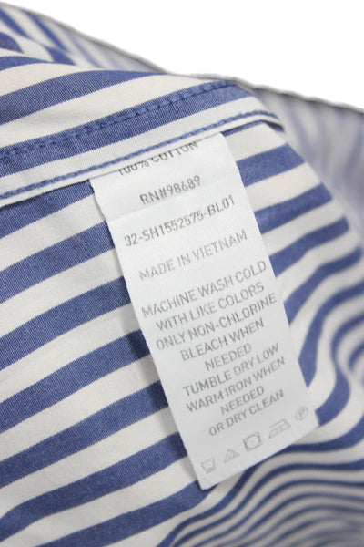 Todd Snyder Mens Button Up Blue Cotton Striped Collared Long Sleeve Size XL