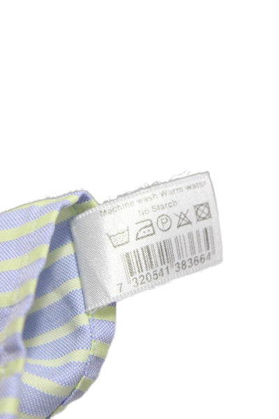 Eton Mens Blue Striped Cotton Collared Button Up Long Sleeve Shirt Size 42