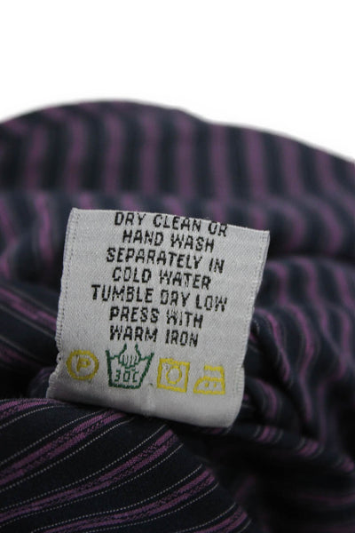 Bugatchi Mens Button Up Striped Purple Cotton Long Sleeve Shirt Size XL