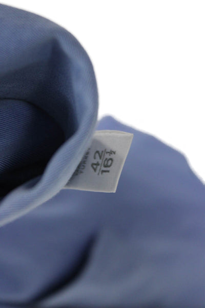 Ermenegildo Zegna Mens Button Up Dress Shirt Blue Cotton Long Sleeve Size L