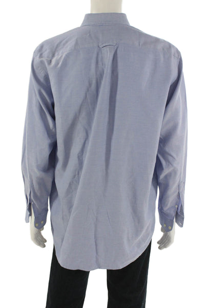 Lacoste Mens Button Up Collared Long Sleeve Blue Cotton Shirt Size XL