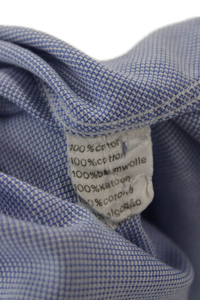 Lacoste Mens Button Up Collared Long Sleeve Blue Cotton Shirt Size XL
