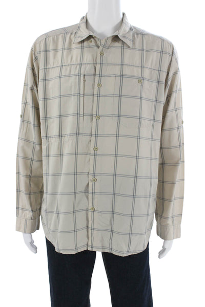 Patagonia Mens Plaid Button Up Collared Long Sleeve Nylon Shirt Size L