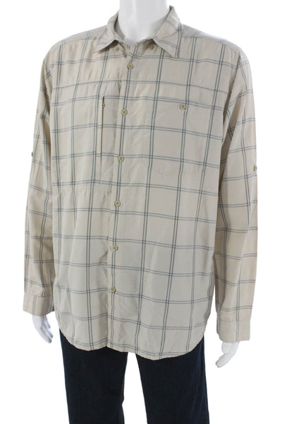 Patagonia Mens Plaid Button Up Collared Long Sleeve Nylon Shirt Size L