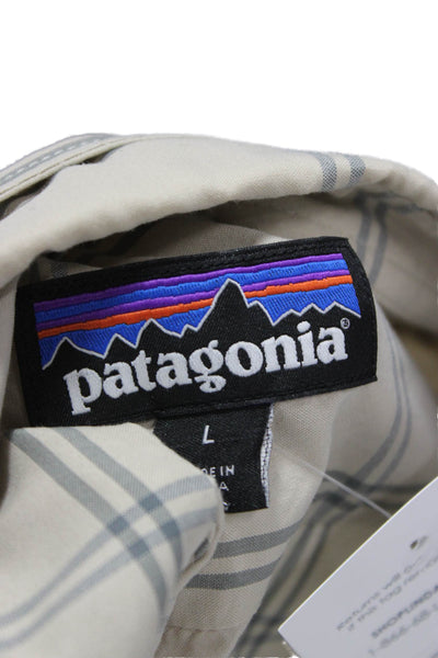 Patagonia Mens Plaid Button Up Collared Long Sleeve Nylon Shirt Size L