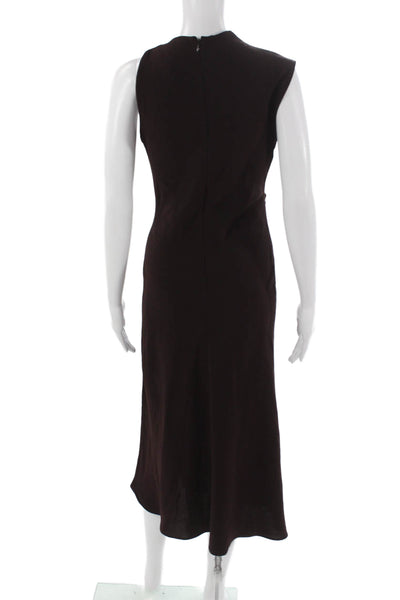 MNG Women Sheath Dress Brown Cowl Neck Sleeveless Long Zip Polyester Size XS