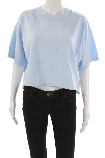 FP Movement Women Cropped Blue Cotton Round Neck Short Sleeve T-Shirt Size XS