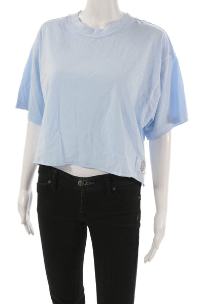 FP Movement Women Cropped Blue Cotton Round Neck Short Sleeve T-Shirt Size XS