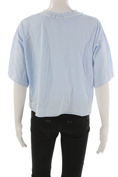 FP Movement Women Cropped Blue Cotton Round Neck Short Sleeve T-Shirt Size XS