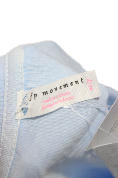 FP Movement Women Cropped Blue Cotton Round Neck Short Sleeve T-Shirt Size XS
