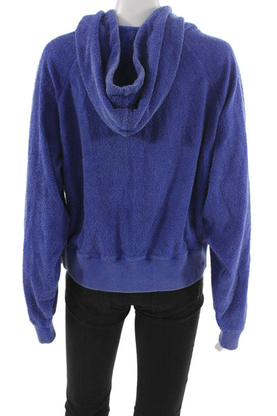 FP Movement Womens Blue Terry Cloth Full Zip Hoodie Long Sleeve Size XS