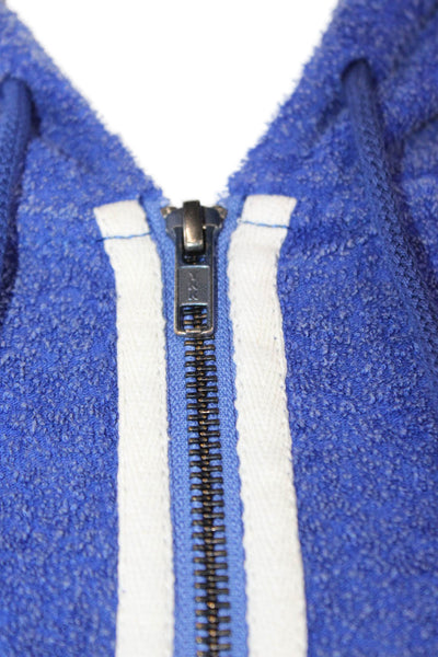 FP Movement Womens Blue Terry Cloth Full Zip Hoodie Long Sleeve Size XS