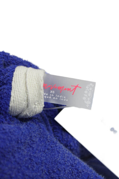 FP Movement Womens Blue Terry Cloth Full Zip Hoodie Long Sleeve Size XS