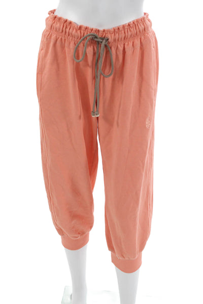 FP Movement Women Orange Cropped Cotton Drawstring Pants Petite Size S