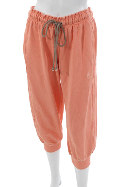FP Movement Women Orange Cropped Cotton Drawstring Pants Petite Size S