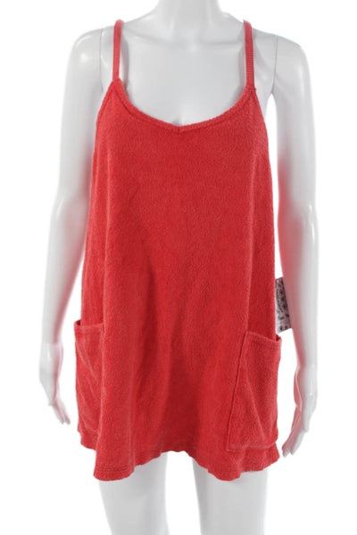 FP Movement Womens Tank Dress Red Terry Cloth V-Neck Sleeveless Size XS