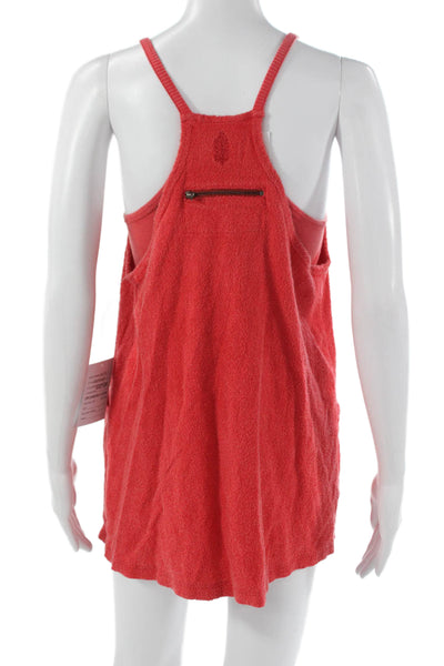 FP Movement Womens Tank Dress Red Terry Cloth V-Neck Sleeveless Size XS