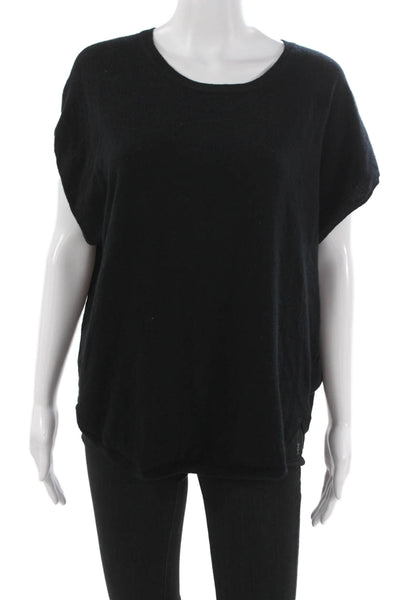 Vince Women Basic Black Knit Crew Neck Short Sleeve T-Shirt Size M