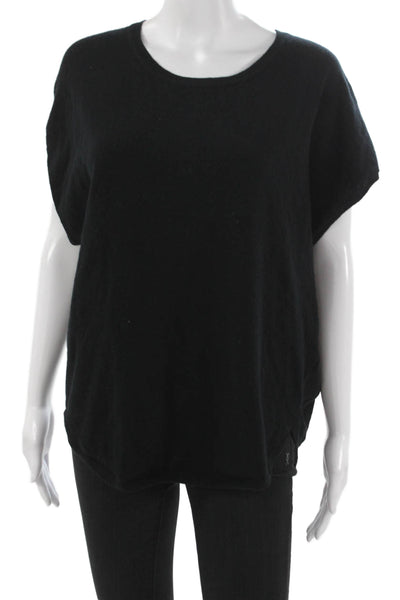 Vince Women Basic Black Knit Crew Neck Short Sleeve T-Shirt Size M