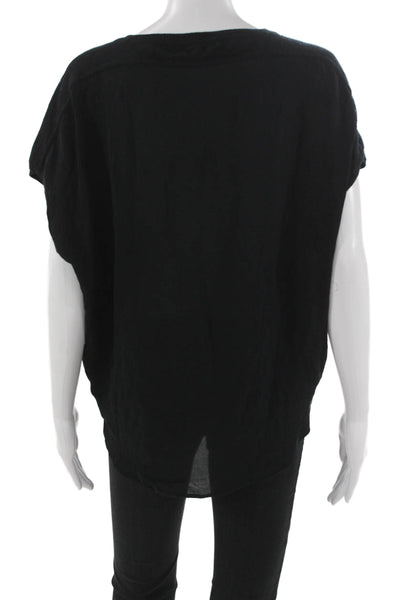 Vince Women Basic Black Knit Crew Neck Short Sleeve T-Shirt Size M