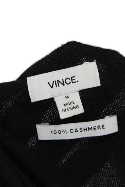 Vince Women Pullover Black Cashmere Crew Neck Short Sleeve Size M