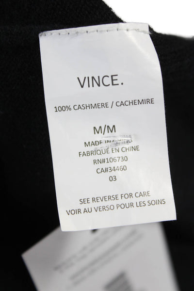 Vince Women Pullover Black Cashmere Crew Neck Short Sleeve Size M