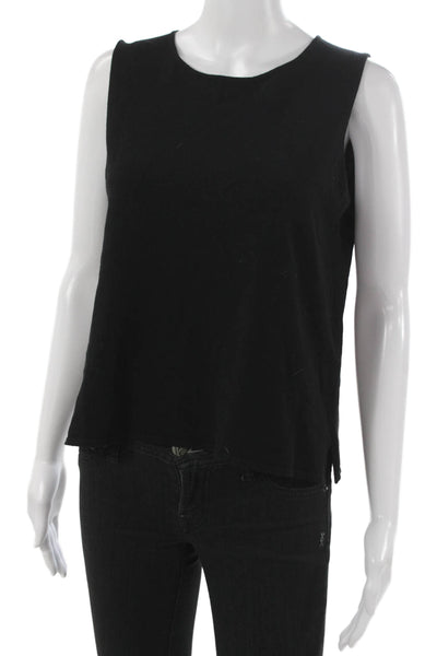 Eileen Fisher Womens Sleeveless Basic Tank Black Round Neck Size M