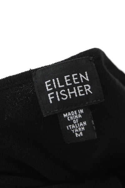 Eileen Fisher Womens Sleeveless Basic Tank Black Round Neck Size M