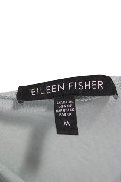 Eileen Fisher Women Basic Scoop Neck 3/4 Sleeve Green T-Shirt Size M