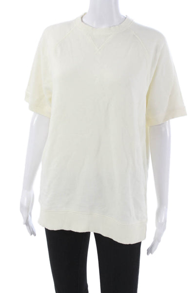 Brooks Brothers Red Fleece Women Ivory Short Sleeve Pullover Sweatshirt Size M