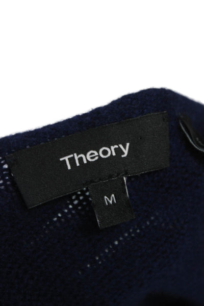 Theory Womens Cashmere Blue Pullover Sweater Crew Neck Short Sleeve Size M