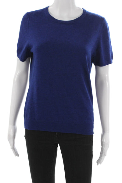 346 Brooks Brothers Women Merino Wool Pullover Sweater Blue Crew Sleeve Size L