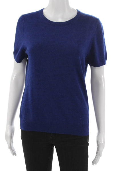 346 Brooks Brothers Women Merino Wool Pullover Sweater Blue Crew Sleeve Size L