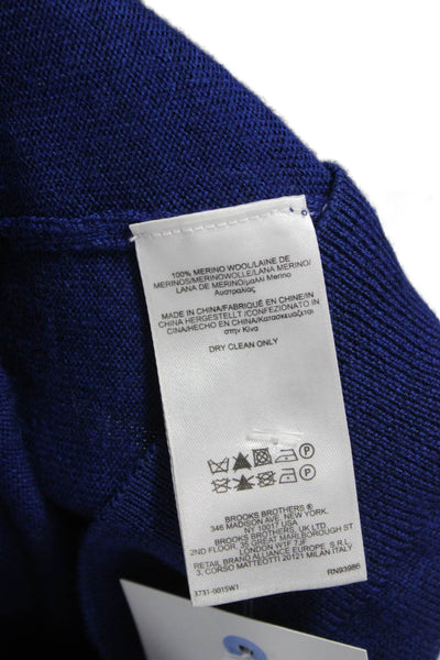 346 Brooks Brothers Women Merino Wool Pullover Sweater Blue Crew Sleeve Size L