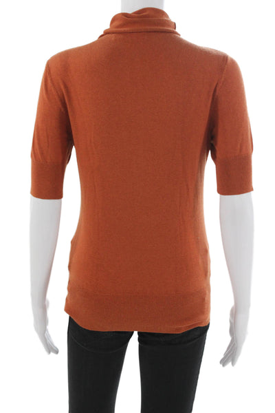 Classiques Entier Women Orange Turtleneck Silk Pullover Sweater Petite Size M