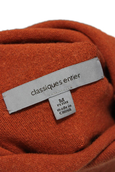 Classiques Entier Women Orange Turtleneck Silk Pullover Sweater Petite Size M