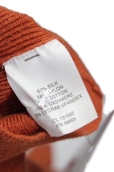 Classiques Entier Women Orange Turtleneck Silk Pullover Sweater Petite Size M