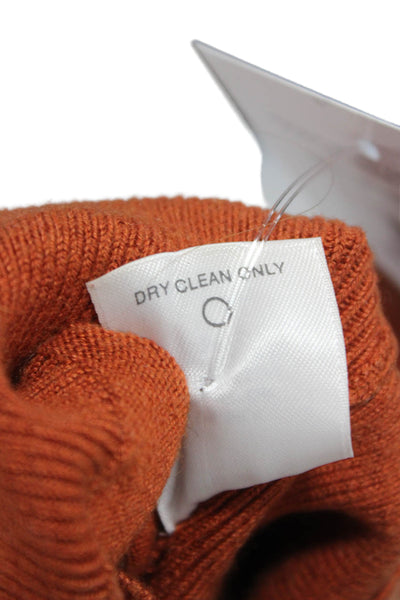 Classiques Entier Women Orange Turtleneck Silk Pullover Sweater Petite Size M