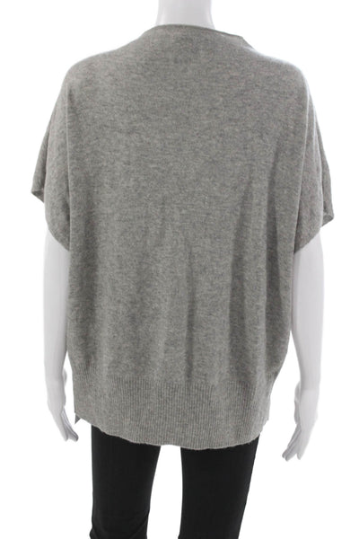 Vince Women Cashmere Short Sleeve Pullover Sweater Gray Crew Neck Size L