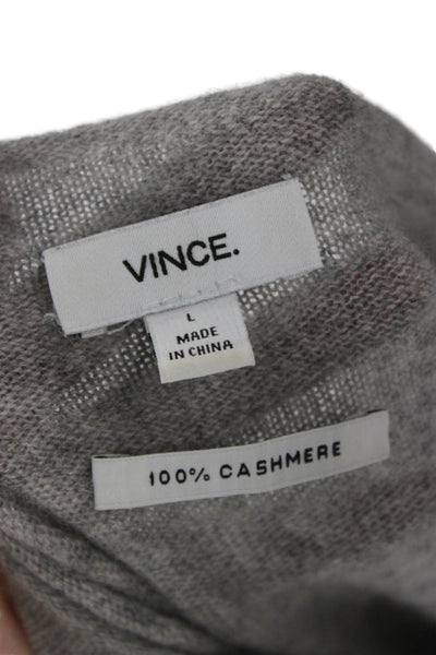 Vince Women Cashmere Short Sleeve Pullover Sweater Gray Crew Neck Size L