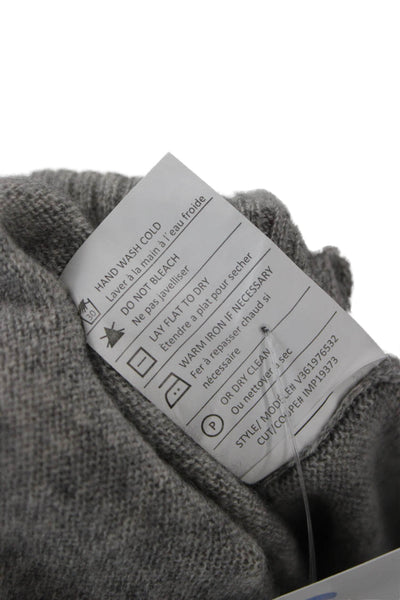 Vince Women Cashmere Short Sleeve Pullover Sweater Gray Crew Neck Size L