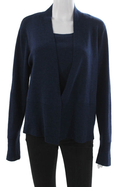 Eileen Fisher Womens Scoop Neck Wool Tank Sweater Blue Pullover Size M