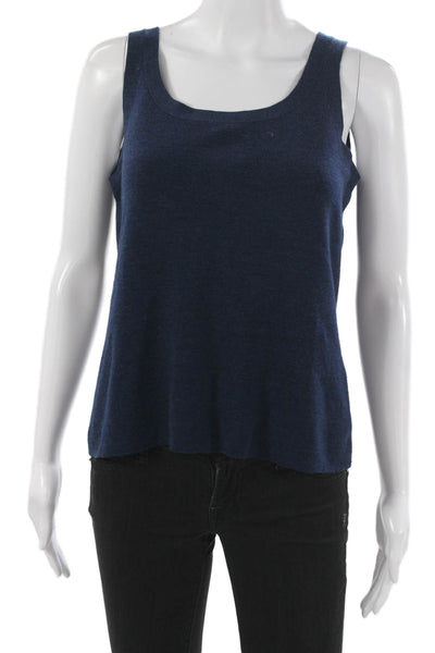 Eileen Fisher Womens Scoop Neck Wool Tank Sweater Blue Pullover Size M