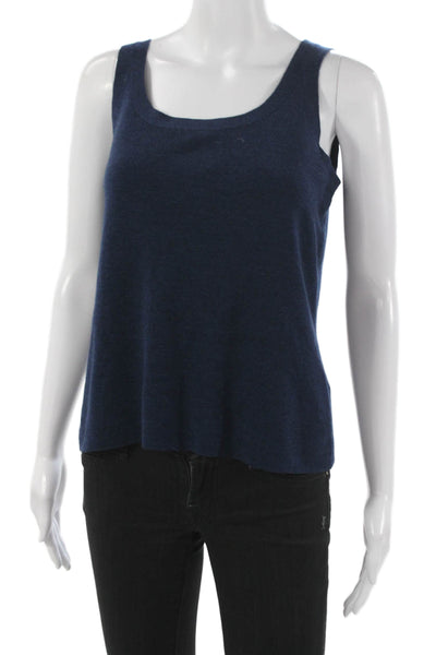 Eileen Fisher Womens Scoop Neck Wool Tank Sweater Blue Pullover Size M