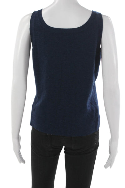 Eileen Fisher Womens Scoop Neck Wool Tank Sweater Blue Pullover Size M