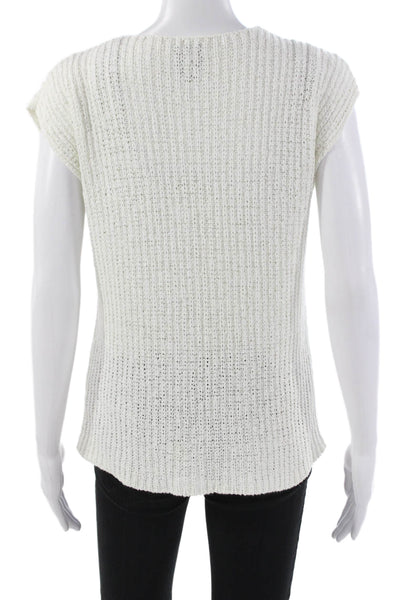 Eileen Fisher Women Basic White V-Neck Short Sleeve T-Shirt Size L